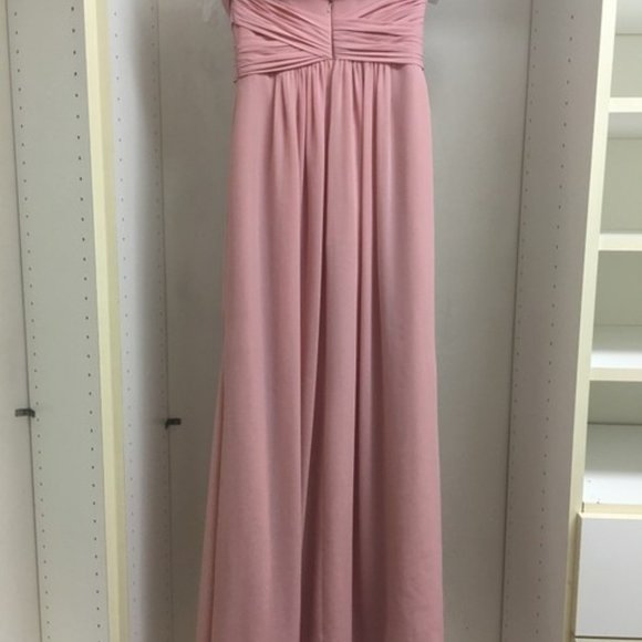 David's Bridal Chiffon Dress With Pleated Bodice - Picture 3 of 4